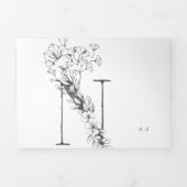 'N' Monogram Beauful Sketched Floral Wedding Drieluik Uitnodiging (Cover)