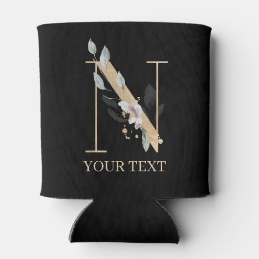 N Monogram Floral Aangepast Blikjeskoeler (Achterkant)