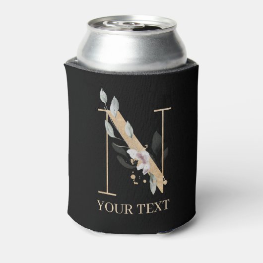 N Monogram Floral Aangepast Blikjeskoeler (Blikje Achterkant)