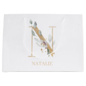 N Monogram Floral Aangepast Groot Cadeauzakje (Voorkant)