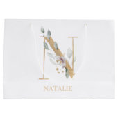 N Monogram Floral Aangepast Groot Cadeauzakje (Achterkant)