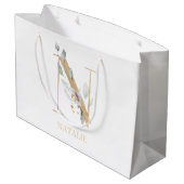 N Monogram Floral Aangepast Groot Cadeauzakje (Achterkant Gekanteld)