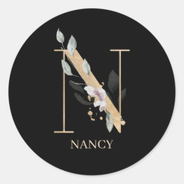 N Monogram Floral Aangepast Ronde Sticker