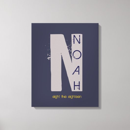 N Monogram Initiaal Bar Bat Mitzvah Sign-In Board Canvas Afdruk (Voorkant)