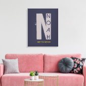 N Monogram Initiaal Bar Bat Mitzvah Sign-In Board Canvas Afdruk (Insitu (Woonkamer))