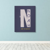 N Monogram Initiaal Bar Bat Mitzvah Sign-In Board Canvas Afdruk (Insitu (Houten vloer))