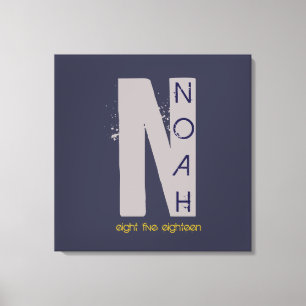 N Monogram Initiaal Bar Bat Mitzvah Sign-In Board Canvas Afdruk