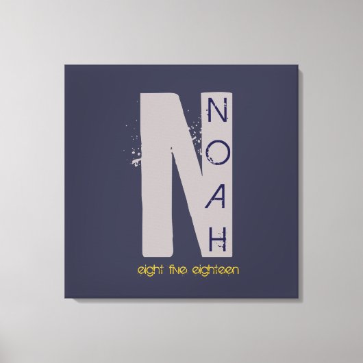 N Monogram Initiaal Bar Bat Mitzvah Sign-In Board Canvas Afdruk (Voorkant)