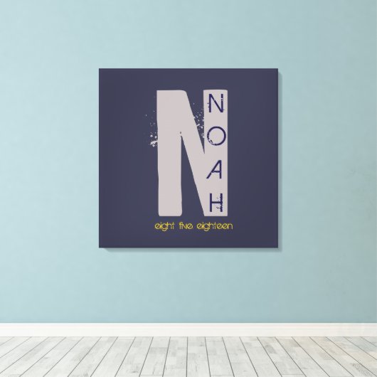 N Monogram Initiaal Bar Bat Mitzvah Sign-In Board Canvas Afdruk (Insitu (Houten vloer))