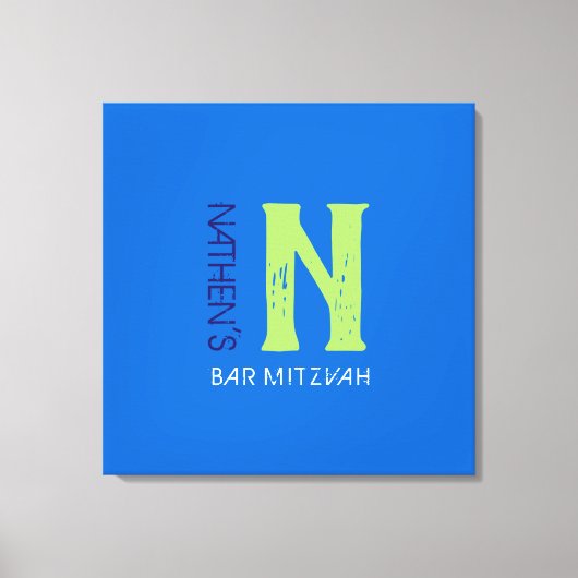 N Monogram Initiaal Bar Bat Mitzvah Sign-In Board Canvas Afdruk (Voorkant)