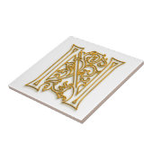 N Monogram "Irish Gold" Keramische Tegel Tegeltje (Zijkant)