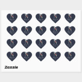 N Monogram Laatste Initiaal Modern Blauw Bloem Bru Hart Sticker (Vel)