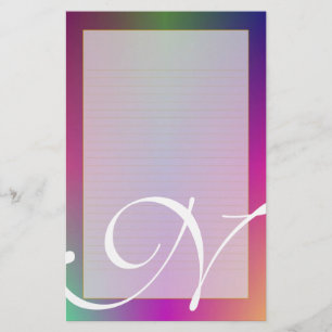 N Monogram "Paars metallisch" fijngemaakt Briefpapier