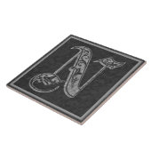 N Monogram "Royal Grey Stone" keramische tegels Tegeltje (Zijkant)