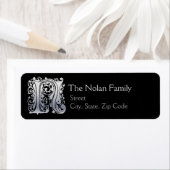 N Monogram "Zilveren Kant" ontwerp Adreslabels Etiket (Insitu)