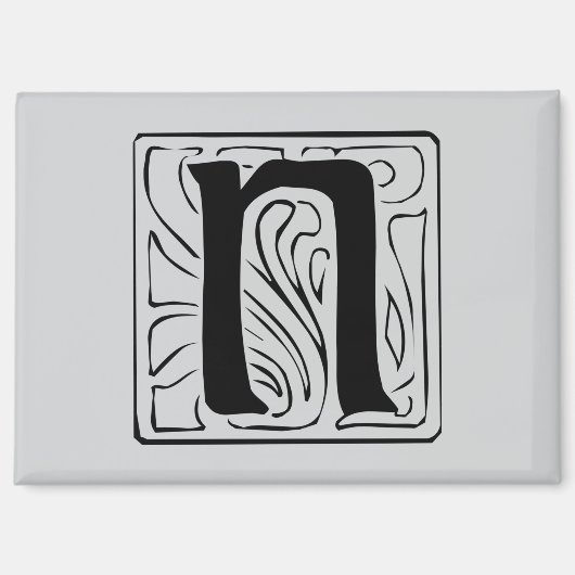 N Monogramm schwarz Magneet (Voorkant)