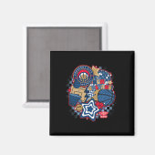 N New Orleans Pelicans Psychedelische Schets Colla Magneet (Voorkant / Achterkant)