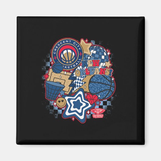 N New Orleans Pelicans Psychedelische Schets Colla Magneet (Voorkant)