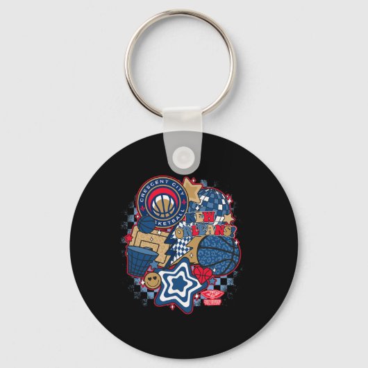 N New Orleans Pelicans Psychedelische Sketll Colla Sleutelhanger (Voorkant)