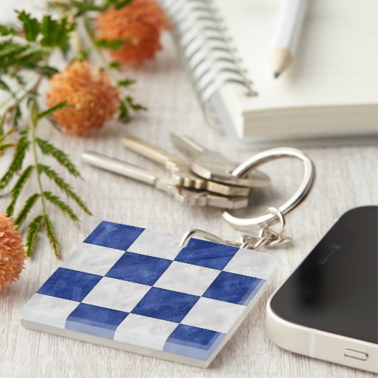 N November Waterverf Nautical Signal Flag Sleutelhanger (Voorkant Rechts)