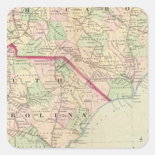 N & S Carolina 2 Vierkante Sticker (Voorkant)