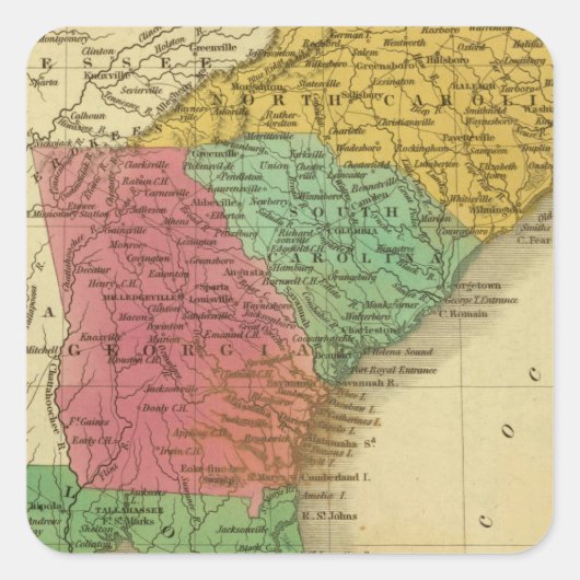 N & S Carolina 3 Vierkante Sticker (Voorkant)