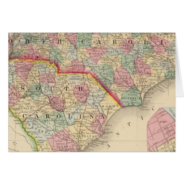 N & S Carolina Map door Mitchell (Voorkant Horizontaal)