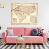 N & S Carolina Map door Mitchell Canvas Afdruk (Insitu (Woonkamer))