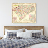 N & S Carolina Map door Mitchell Canvas Afdruk (Insitu (Slaapkamer))