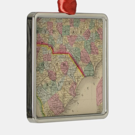 N & S Carolina Map door Mitchell Metalen Ornament (Rechts)