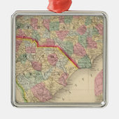 N & S Carolina Map door Mitchell Metalen Ornament (Voorkant)