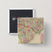 N & S Carolina Map door Mitchell Vierkante Button 5,1 Cm (Voorkant /achterkant)