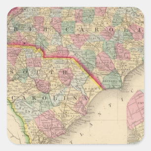N & S Carolina Map door Mitchell Vierkante Sticker