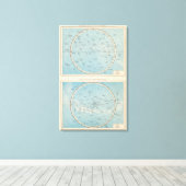 N, S Sternhimmel Celestial Atlas Map Canvas Afdruk (Insitu (Houten vloer))