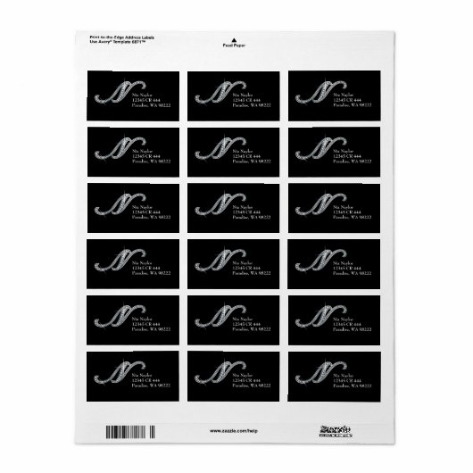 N Script "Diamond Bling"-label Etiket (Full Sheet)