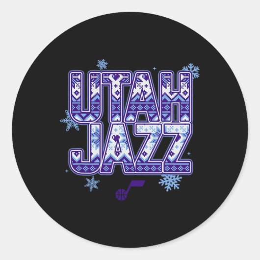 N Utah Jazz Christmas Ugly Sweater Ronde Sticker (Voorkant)