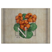 N voor Nasturiums Flower Alphabet Monogram Snijplank (Voorkant)