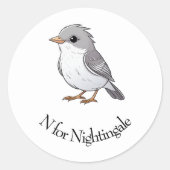 N voor Nightingale Ronde Sticker (Voorkant)