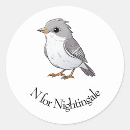 N voor Nightingale Ronde Sticker