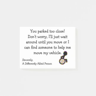 Na afloop te dicht geparkeerd. post-it® notes