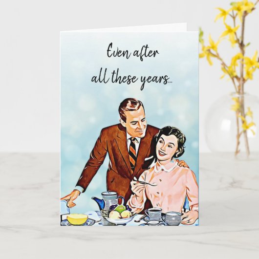 Na al die jaren retro Valentijnsdag Kaart (Gele Bloem)