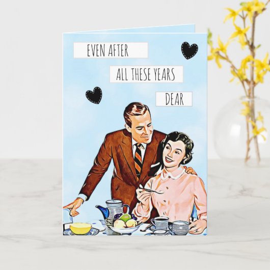 Na al die jaren retro Valentijnsdag Kaart (Gele Bloem)