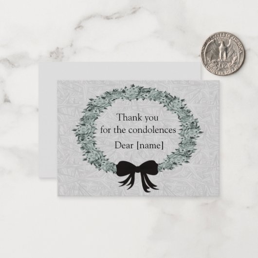 Na begrafenisdank notitiekaartje (Voorkant / Achterkant in situ)