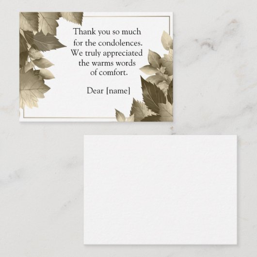 Na begrafenisdank notitiekaartje (Voorkant / Achterkant)