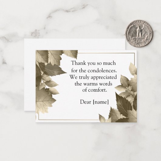 Na begrafenisdank notitiekaartje (Voorkant / Achterkant in situ)