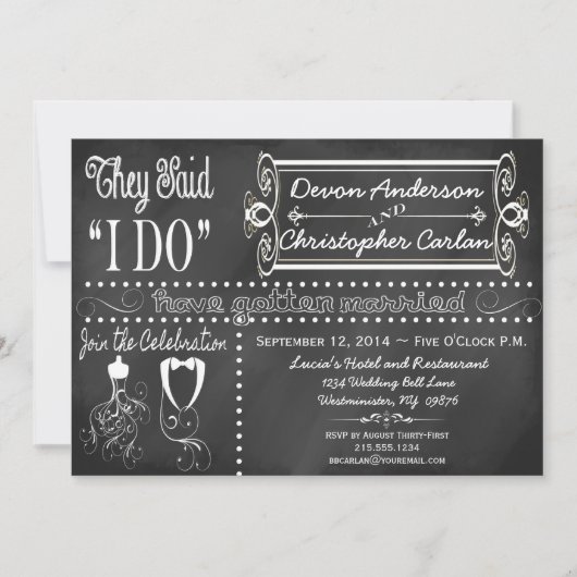 Na bruiloft Trendy Chalkboard Uitnodiging (Voorkant)