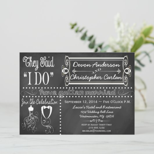 Na bruiloft Trendy Chalkboard Uitnodiging (Staand voorkant)