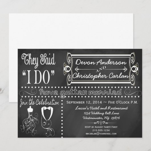 Na bruiloft Trendy Chalkboard Uitnodiging (Voorkant / Achterkant)