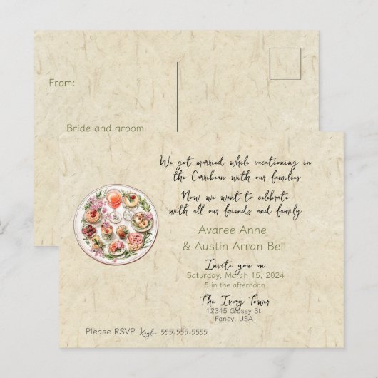 Na ceremonie bruiloft uitnodiging Briefkaart (Voorkant / Achterkant)