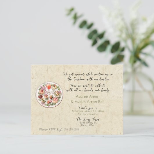 Na ceremonie bruiloft uitnodiging Briefkaart (Staand voorkant)